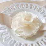 Romantic and elegance Ruffle Light champagne silky flower with champagne satin Ribbon wrist