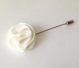 Pom pom Ivory Men's Flower Boutonniere / Buttonhole For Wedding,Lapel Pin,Tie Pin