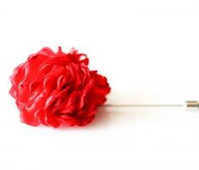 ESTHER-Red Men's flower Boutonniere/Buttonhole for wedding,Lapel pin,hat pin,tie pin