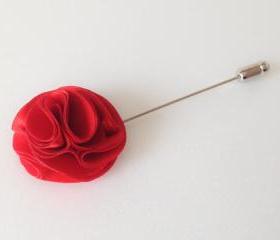 Pom pom RED Men's Flower Boutonniere / Buttonhole For Wedding,Lapel Pin,Tie Pin