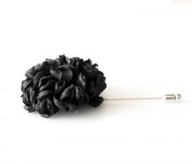 ESTHER-Black Men's flower Boutonniere/Buttonhole for wedding,Lapel pin,hat pin,tie pin