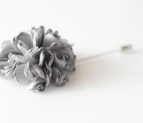 ESTHER-Grey Men's flower Boutonniere/Buttonhole for wedding,Lapel pin,hat pin,tie pin