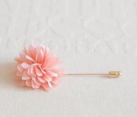 KAYLA-Peach pink Men's flower Boutonniere / Buttonhole for wedding,Lapel pin,tie pin
