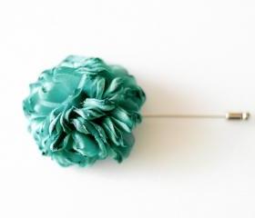ESTHER-TEAL GREEN Men's flower Boutonniere/Buttonhole for wedding,Lapel pin,hat pin,tie pin