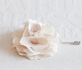 70mm Light Champagne Satin Men's Flower Boutonniere / Buttonhole For Wedding,Lapel Pin,Tie Pin