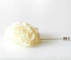 ESTHER-Butter Cream Men's flower Boutonniere/Buttonhole for wedding,Lapel pin,hat pin,tie pin