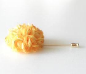 ESTHER-Yellow Men's flower Boutonniere/Buttonhole for wedding,Lapel pin,hat pin,tie pin