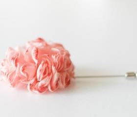 ESTHER-Peach pink Men's flower Boutonniere/Buttonhole for wedding,Lapel pin,hat pin,tie pin