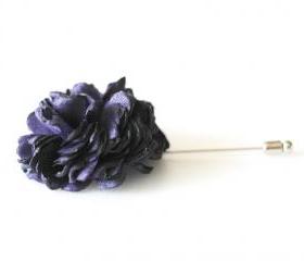 ESTHER-Deep Purple Men's flower Boutonniere/Buttonhole for wedding,Lapel pin,hat pin,tie pin