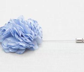 ESTHER-Light Blue Men's flower Boutonniere/Buttonhole for wedding,Lapel pin,hat pin,tie pin