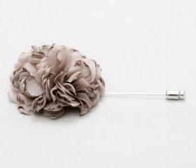 ESTHER-taupe Brown Men's flower Boutonniere/Buttonhole for wedding,Lapel pin,hat pin,tie pin