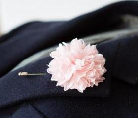 JOSHUA -Peach Pink chiffon Men's flower Boutonniere / Buttonhole for wedding,Lapel pin,tie pin