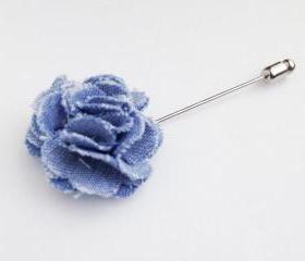 DENIM rose Blue Men's flower Boutonniere/Buttonhole for wedding,Lapel pin,hat pin,tie pin